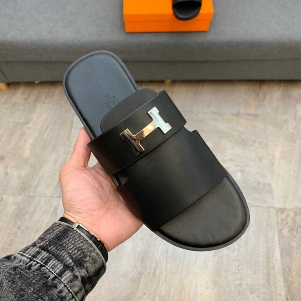 new fashion h-leather slippers versatile personality sandals beach shoes men summer luxury flip flops zlh, Black
new fashion h-leather slippers versatile personality sandals beach shoes men summer luxury flip flops zlh, Black