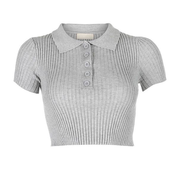 women's t-shirt 2021 summer women knitted casual turn-down collar t shirt cropped fashion button split tshirt js0221, White
women's t-shirt 2021 summer women knitted casual turn-down collar t shirt cropped fashion button split tshirt js0221, White