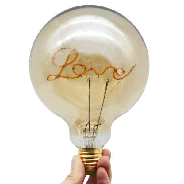 bulbs retro led love letter lamp g125 edison bulb with yellow galss shell for home decoration