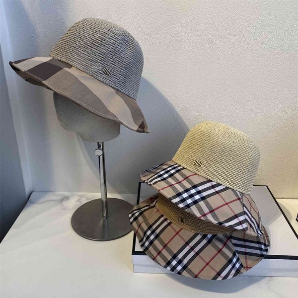 21 new fisherman's hat plaid cloth splicing fine lafite straw hat foldable elegant sunscreen breathable cornice hat zy, Blue;gray
21 new fisherman's hat plaid cloth splicing fine lafite straw hat foldable elegant sunscreen breathable cornice hat zy, Blue;gray