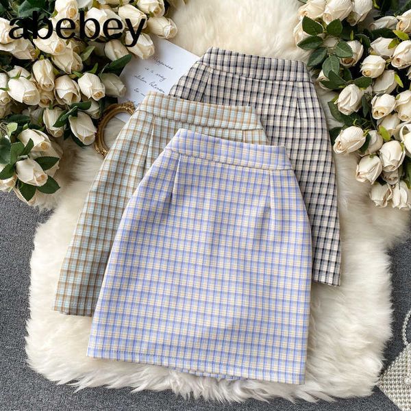 women vintage plaid skirts korean style chic high waist a-line skirts summer fashion streetwear short skirt 210715, Black
women vintage plaid skirts korean style chic high waist a-line skirts summer fashion streetwear short skirt 210715, Black