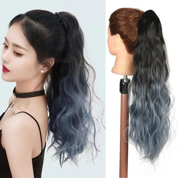 synthetic wigs ombre blue pink grey long body wave ponytail hair wrap around clip in piece curly pony tail for woman fake hairpiece, Black
synthetic wigs ombre blue pink grey long body wave ponytail hair wrap around clip in piece curly pony tail for woman fake hairpiece, Black