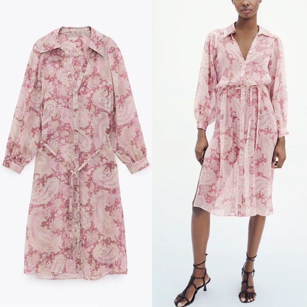 dresses summer paisley print vintage midi women long sleeve selt belt pleated pink es side slits vestidos, Black;gray
dresses summer paisley print vintage midi women long sleeve selt belt pleated pink es side slits vestidos, Black;gray
