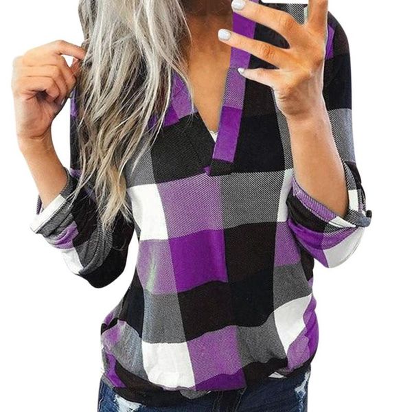 women's t-shirt spring autumn plaid shirts v neck long sleeve casual slim office lady business plus size s-5xl, White
women's t-shirt spring autumn plaid shirts v neck long sleeve casual slim office lady business plus size s-5xl, White