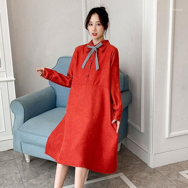 winter maternity corduroy dress red blue bow turn-down collar long sleeve pregnancy pregnant women year1, White
winter maternity corduroy dress red blue bow turn-down collar long sleeve pregnancy pregnant women year1, White