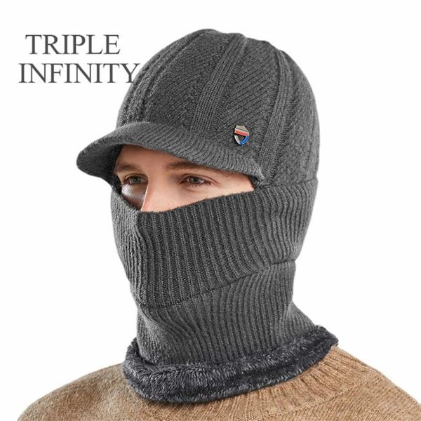 berets triple infinity winter men's hat warm ear protection windproof male scarf face mask integrated knitted sun visors caps, Blue;gray
berets triple infinity winter men's hat warm ear protection windproof male scarf face mask integrated knitted sun visors caps, Blue;gray