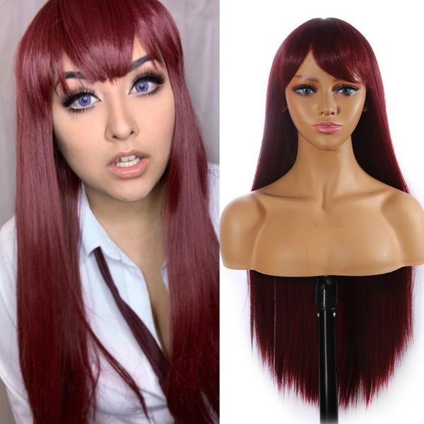 99j red burgundy color synthetic hair wigs long straight with bangs halloween cosplay resistant fiber for black women
99j red burgundy color synthetic hair wigs long straight with bangs halloween cosplay resistant fiber for black women