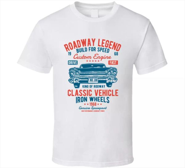 iron wheels 1968 roadway legend cars classic speed way racing men's t-shirt new, White;black
iron wheels 1968 roadway legend cars classic speed way racing men's t-shirt new, White;black
