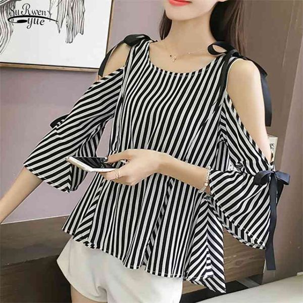 blusas autumn women blouse fashion loose bow stripe off shoulder cropped sleeve chic chiffon 1946 210421, White
blusas autumn women blouse fashion loose bow stripe off shoulder cropped sleeve chic chiffon 1946 210421, White