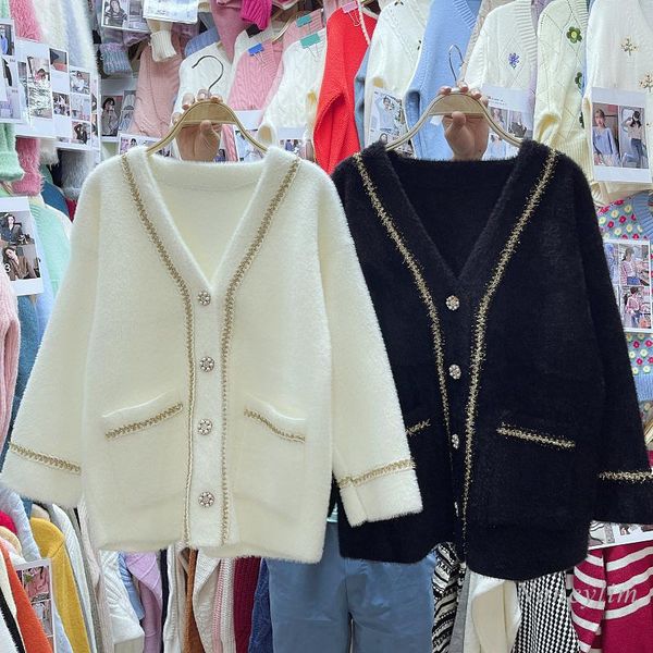 women's knits & tees elegant cardigan coat autumn and winter thickening knitted sweater loose pearl buckle outwears sueters de muje, White
women's knits & tees elegant cardigan coat autumn and winter thickening knitted sweater loose pearl buckle outwears sueters de muje, White