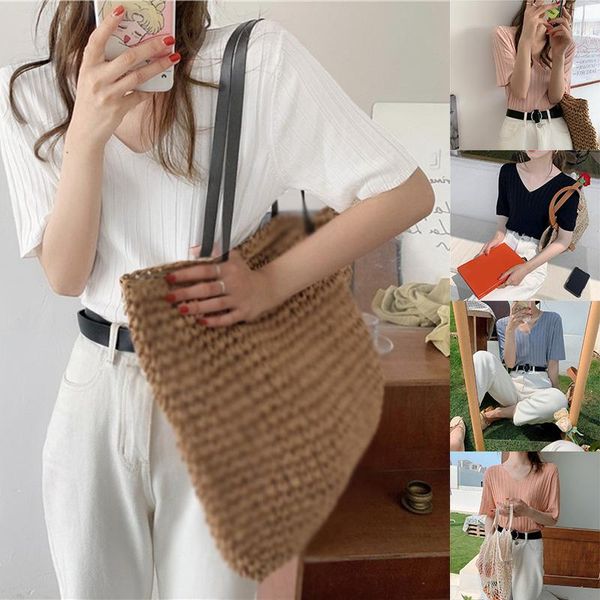 women's t-shirt uclio summer loose solid color thin ice silk short-sleeve knitted top, White
women's t-shirt uclio summer loose solid color thin ice silk short-sleeve knitted top, White