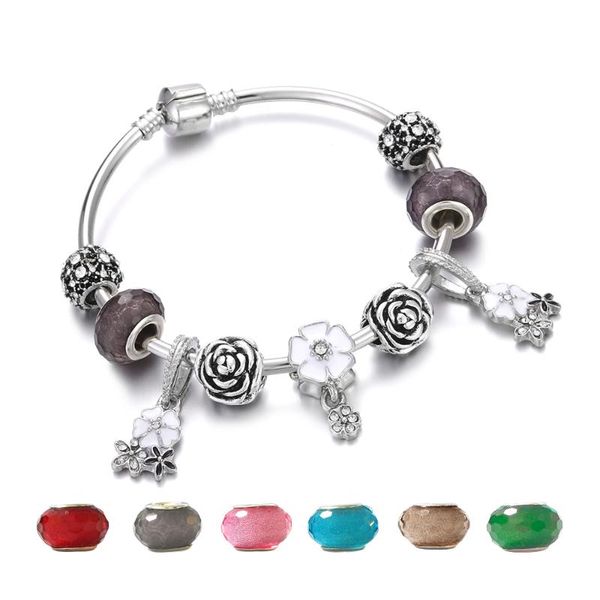 trendy silver plated crystal flower beads bracelets bangles for women original diy brand charm bracelet jewelry girlfriend gifts bangle, Black
trendy silver plated crystal flower beads bracelets bangles for women original diy brand charm bracelet jewelry girlfriend gifts bangle, Black