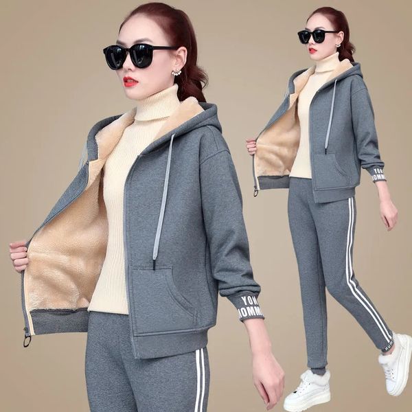 winter thicken warm lamb wool tracksuit women two piece set casual hooded zip up sweatshirt plus velvet pant suit loungewear, White
winter thicken warm lamb wool tracksuit women two piece set casual hooded zip up sweatshirt plus velvet pant suit loungewear, White