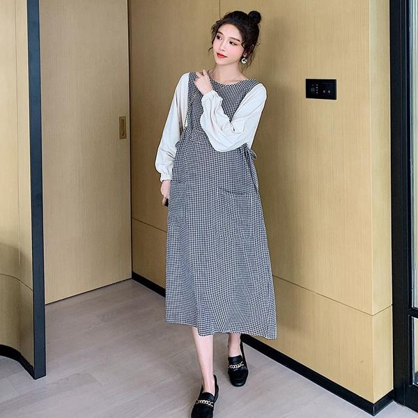 maternity dresses long-sleeved pregnant women cotton dress plus size lantern sleeve patchwork plaid a-line drawstring long, White
maternity dresses long-sleeved pregnant women cotton dress plus size lantern sleeve patchwork plaid a-line drawstring long, White