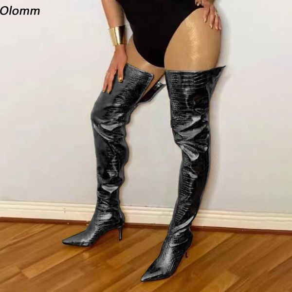 boots olomm handmade women thigh high slim heel pointed toe super gold black silver night club shoes us size 5-15
boots olomm handmade women thigh high slim heel pointed toe super gold black silver night club shoes us size 5-15