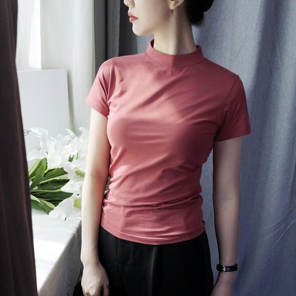 women's t-shirt turtleneck short-sleeved women t-shirts 2021 summer cotton slim solid office lady elegant pulls tees, White
women's t-shirt turtleneck short-sleeved women t-shirts 2021 summer cotton slim solid office lady elegant pulls tees, White