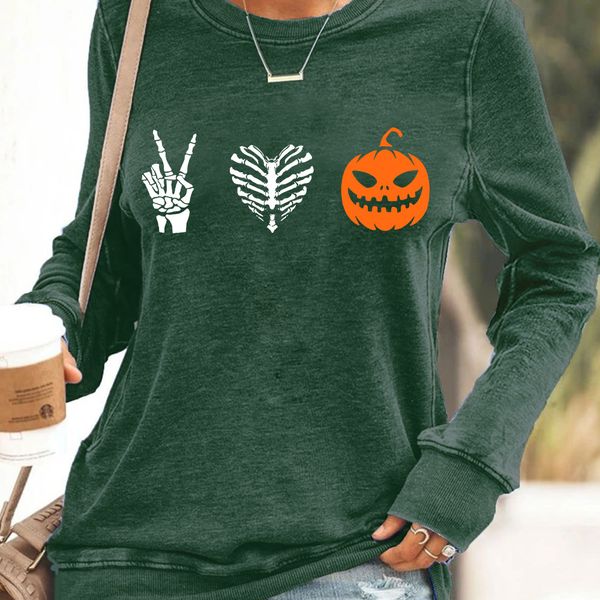 2021 autumn women's wansheng theme round neck funny pumpkin print long sleeve sweater, Black
2021 autumn women's wansheng theme round neck funny pumpkin print long sleeve sweater, Black