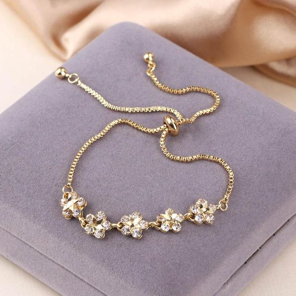 charm bracelets korea fashion jewelry micro inlaid flower star adjustable everyday bracelet for women accessories, Golden;silver
charm bracelets korea fashion jewelry micro inlaid flower star adjustable everyday bracelet for women accessories, Golden;silver