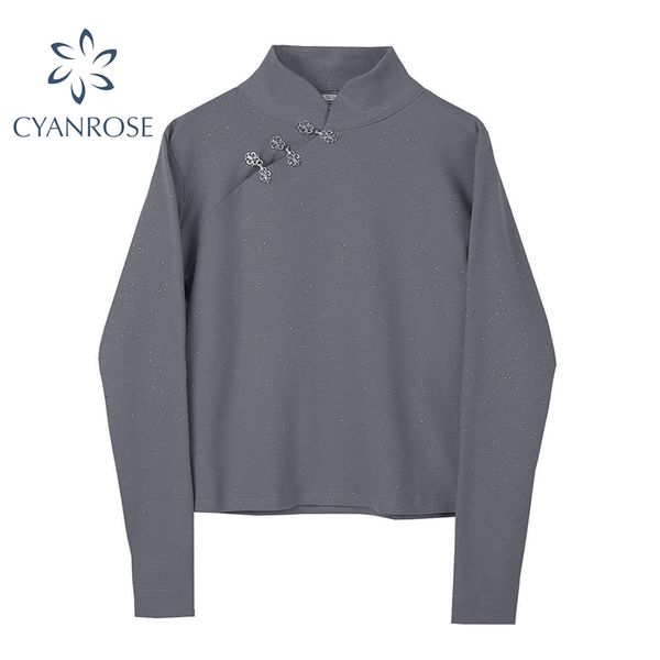 chinese style t shirt stand collar chic cardigan vintage buttons long sleeve solid tees ulzzang stylish loose mujer 210417, White
chinese style t shirt stand collar chic cardigan vintage buttons long sleeve solid tees ulzzang stylish loose mujer 210417, White