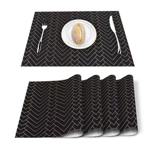 table runner black background geometric lines placemat for dining non-slip and heat-insulating mat decoration
table runner black background geometric lines placemat for dining non-slip and heat-insulating mat decoration