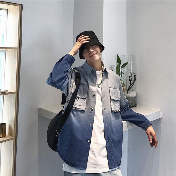 men's casual shirts shirt mens long-sleeved autumn korean version of the trend handsome loose wild gradient couple jacket clothing, White;black
men's casual shirts shirt mens long-sleeved autumn korean version of the trend handsome loose wild gradient couple jacket clothing, White;black