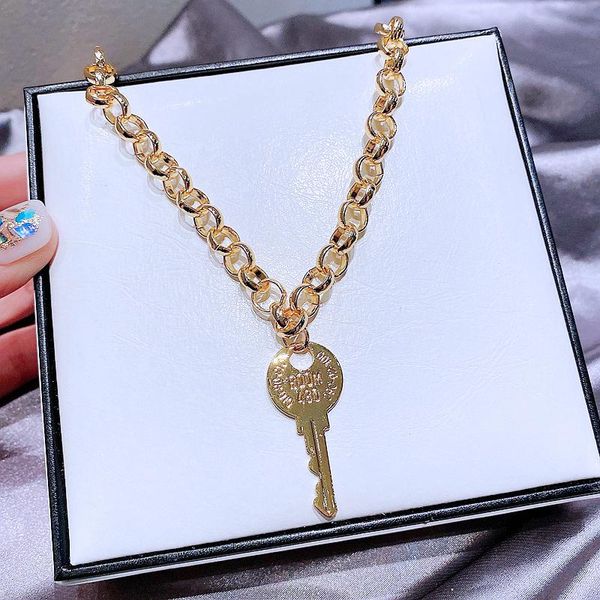 pendant necklaces migga trend statement key necklace for women gold color plated copper metal accessories, Silver
pendant necklaces migga trend statement key necklace for women gold color plated copper metal accessories, Silver