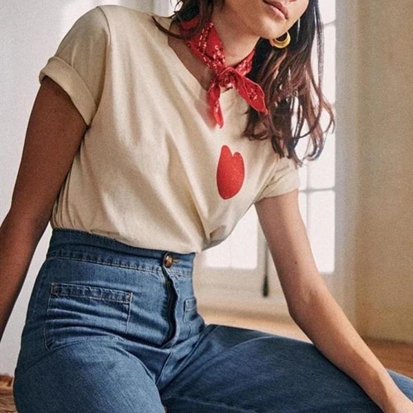 women's t-shirt women short sleeve heart printed summer 2021 female casual, White
women's t-shirt women short sleeve heart printed summer 2021 female casual, White