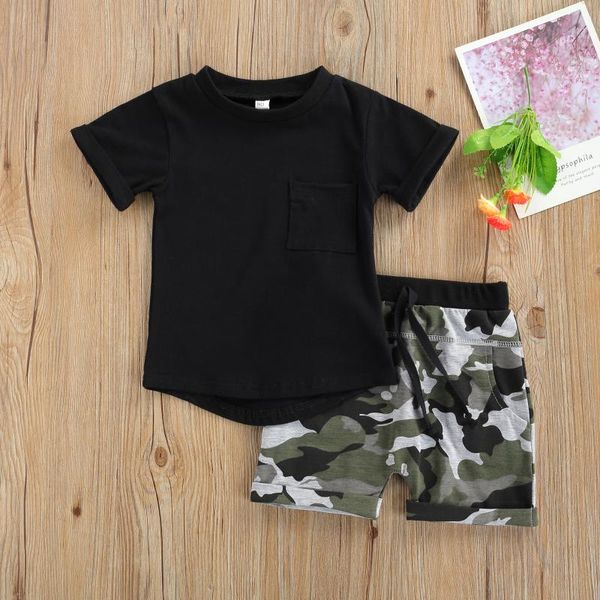 2pcs creative little boys outfit, toddlers round collar short sleeve pocket + camouflage printing/solid color shorts set clothing sets, White
2pcs creative little boys outfit, toddlers round collar short sleeve pocket + camouflage printing/solid color shorts set clothing sets, White