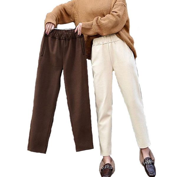 women's pants & capris high waist elastic harem casual women autumn and winter loose trousers solid black color female plus size, Black;white 
women's pants & capris high waist elastic harem casual women autumn and winter loose trousers solid black color female plus size, Black;white