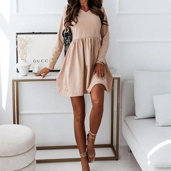 casual dresses 2021 solid women loose pullover a-line dress spring autumn long sleeve party fashion v neck simple lady mini, Black;gray
casual dresses 2021 solid women loose pullover a-line dress spring autumn long sleeve party fashion v neck simple lady mini, Black;gray