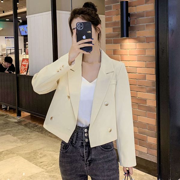 net red fried street short small suit coat women's spring and autumn british temperament advanced design sense high waist top, Black;brown
net red fried street short small suit coat women's spring and autumn british temperament advanced design sense high waist top, Black;brown