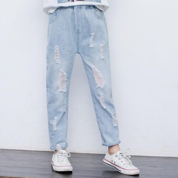jeans summer girl's tattered pants loose casual kids pant 2021 children clothing orange green girls korean style trousers, Blue
jeans summer girl's tattered pants loose casual kids pant 2021 children clothing orange green girls korean style trousers, Blue