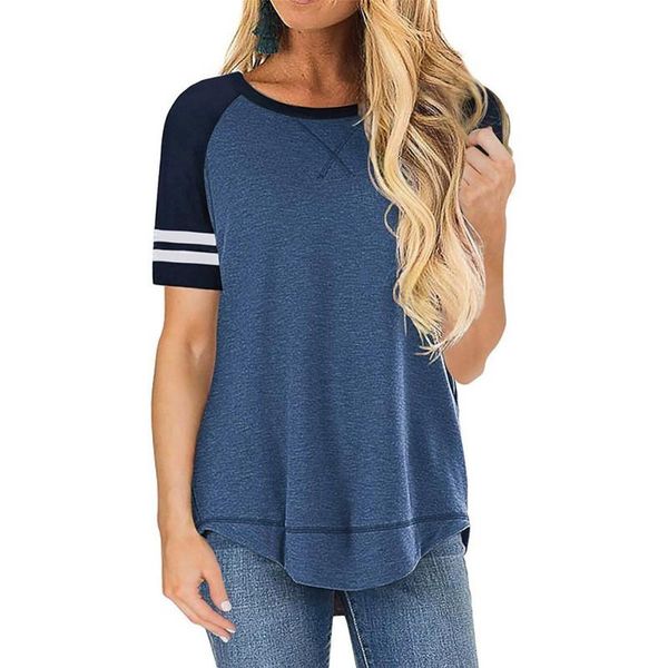women casual t-shirt summer round neck contrast stitching fashion loose short sleeve #039; women's, White
women casual t-shirt summer round neck contrast stitching fashion loose short sleeve #039; women's, White