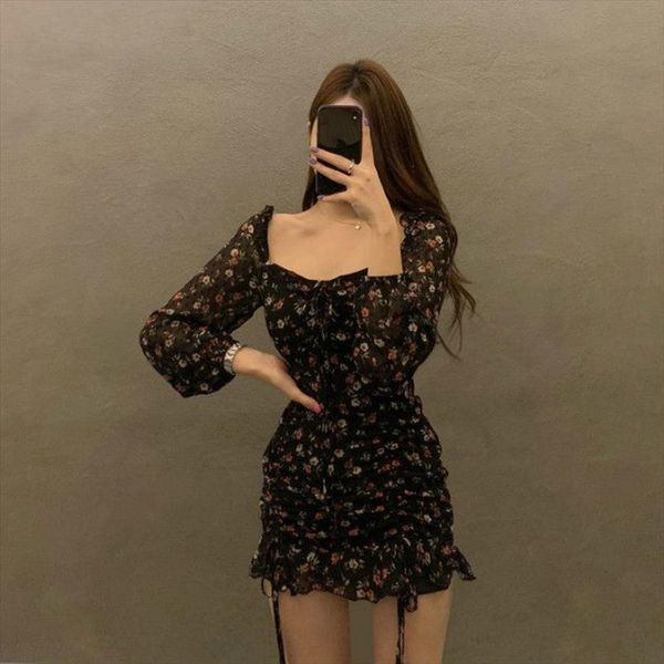 autumn chic drawstring ruffles robe womens dress high waist slim fit mini backless square collar floral women vestidos, Black;gray
autumn chic drawstring ruffles robe womens dress high waist slim fit mini backless square collar floral women vestidos, Black;gray