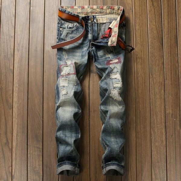 arrivals men's fashion jeans elastic embroidery ripped biker denim pants, Blue
arrivals men's fashion jeans elastic embroidery ripped biker denim pants, Blue