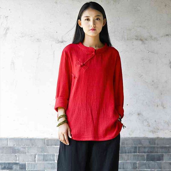 chinese style cotton womens shirts long sleeve autumn solid red casual vintage original design b140, White
chinese style cotton womens shirts long sleeve autumn solid red casual vintage original design b140, White