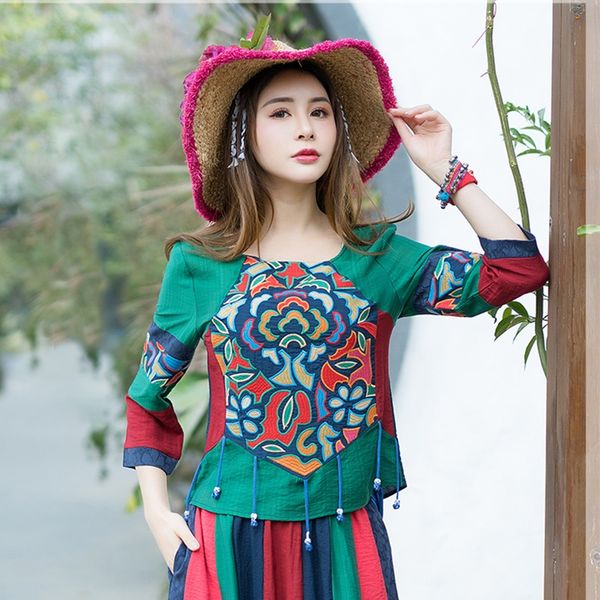 chinese style clothing women patchwork folk retro vintage shirt female ethinc blouse spring ladies chinese 11246, Red
chinese style clothing women patchwork folk retro vintage shirt female ethinc blouse spring ladies chinese 11246, Red