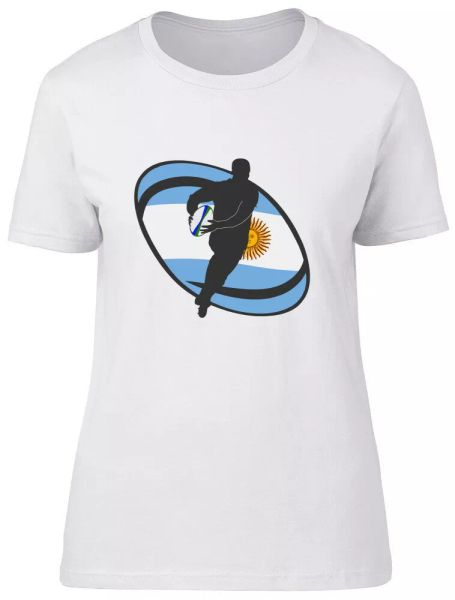 argentina rugby ladies womens fitted t-shirt, White;black