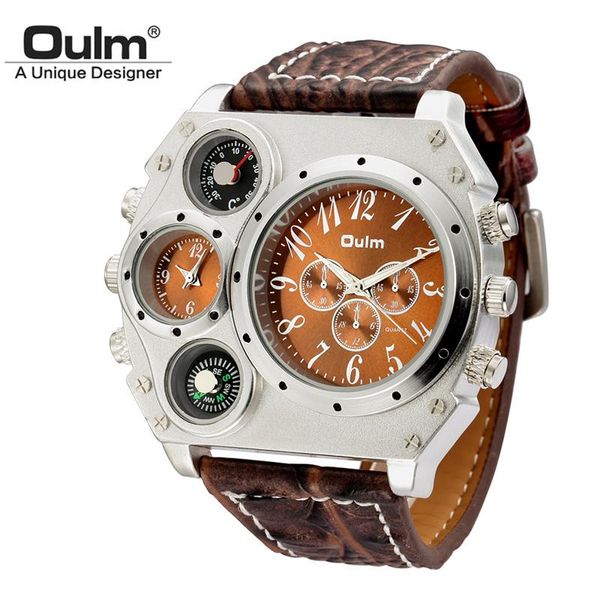 oulm 1349 sport watches men super big large dial male quartz clock decorative compass luxury men's wrist watch wristwatches, Slivery;brown
oulm 1349 sport watches men super big large dial male quartz clock decorative compass luxury men's wrist watch wristwatches, Slivery;brown