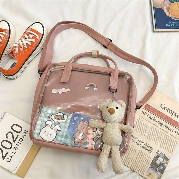 school bags 2021 teenage girls badge messenger bag transparent sweet women tote handbags front back use students crossbody
school bags 2021 teenage girls badge messenger bag transparent sweet women tote handbags front back use students crossbody
