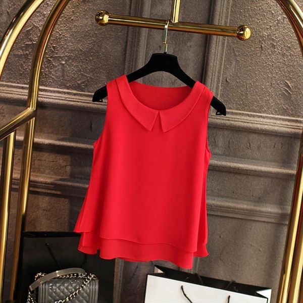 solid color double layer womens shirt chiffon casual sleeveless loose plus size clothing large blouse shir, White
solid color double layer womens shirt chiffon casual sleeveless loose plus size clothing large blouse shir, White