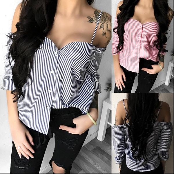 stripe autumn long women shirt sleeved fashion off shoulder button blouses strapless slash neck clothes, White
stripe autumn long women shirt sleeved fashion off shoulder button blouses strapless slash neck clothes, White