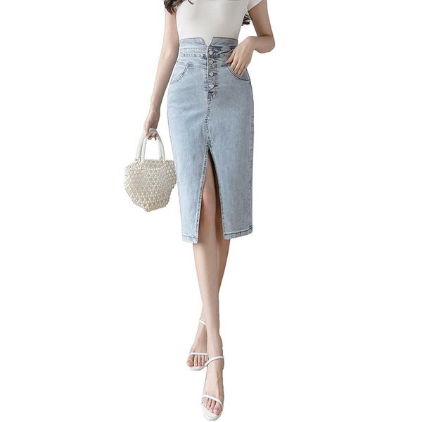 skirts vintage high elastic waist jeans women plus size split mid-length front button slim autumn saia denim, Black
skirts vintage high elastic waist jeans women plus size split mid-length front button slim autumn saia denim, Black