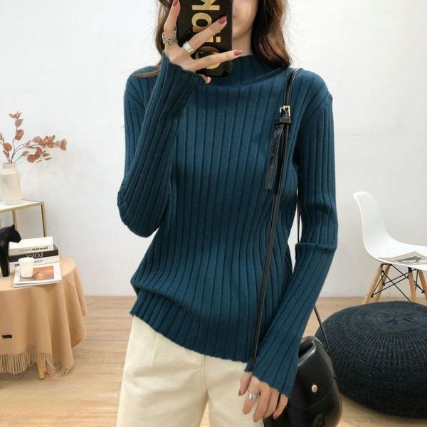 women's sweaters korean autumn and winter basic half high neck bottoming shirt loose elastic solid color thin matching sweater, White;black
women's sweaters korean autumn and winter basic half high neck bottoming shirt loose elastic solid color thin matching sweater, White;black