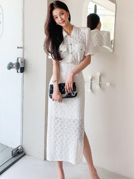 two piece dress zawfl - two piece women's summer shirt with lace up, + sports jacket, office lace, long skirt set, White
two piece dress zawfl - two piece women's summer shirt with lace up, + sports jacket, office lace, long skirt set, White