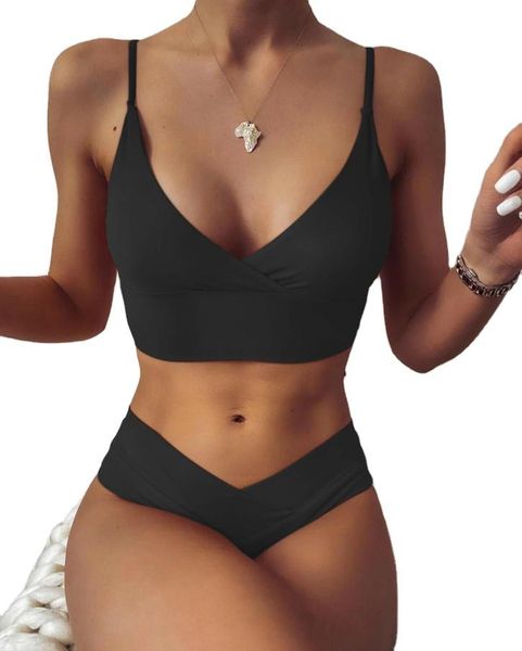 women's swimwear multiple colour wholesale woman solid color high waist cross two piece swimsuit, White;black
women's swimwear multiple colour wholesale woman solid color high waist cross two piece swimsuit, White;black