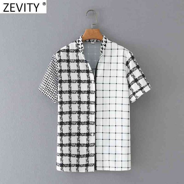 zevity women vintage houndstooth patchwork print plaid casual smock blouse office lady short sleeve shirt chic blusa ls9145 210419, White
zevity women vintage houndstooth patchwork print plaid casual smock blouse office lady short sleeve shirt chic blusa ls9145 210419, White