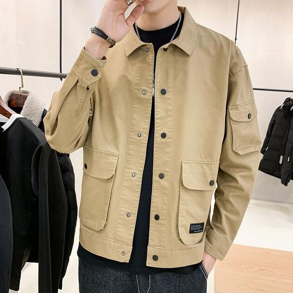 men's jackets bomber jacket casual clothes korean fashion safari style multi-pocket 2021 autumn oversized coat, Black;brown
men's jackets bomber jacket casual clothes korean fashion safari style multi-pocket 2021 autumn oversized coat, Black;brown