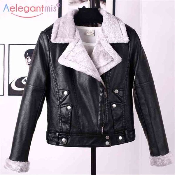 aelegantmis autumn winter leather jacket women faux fur coat ladies slim short motorcyle biker jacket basic warm plush outerwear 210923, Black
aelegantmis autumn winter leather jacket women faux fur coat ladies slim short motorcyle biker jacket basic warm plush outerwear 210923, Black