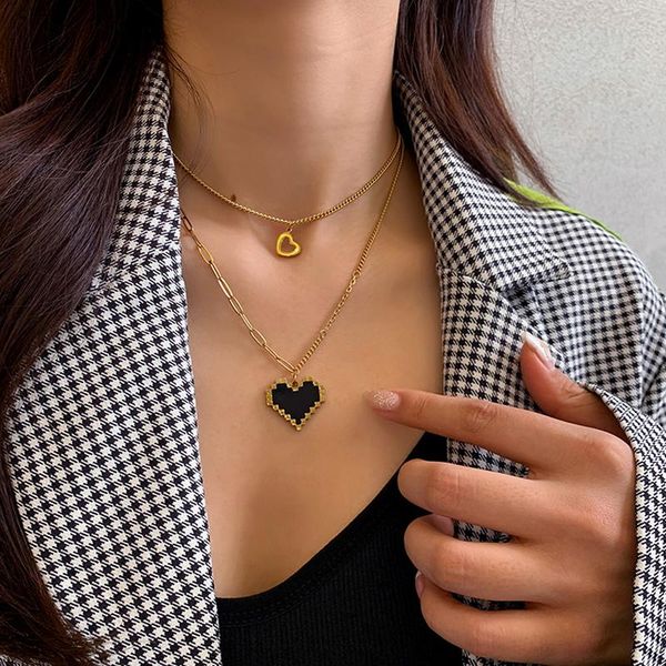pendant necklaces gold plated mosaic heart layered titanium steel necklace for women stainless jewelry fashion sweater chain 2021, Silver
pendant necklaces gold plated mosaic heart layered titanium steel necklace for women stainless jewelry fashion sweater chain 2021, Silver